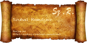 Szuhai Romulusz névjegykártya